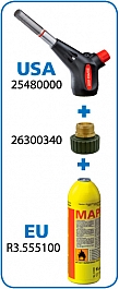 Применение адаптера-переходника для газовой горелки на баллончик Super-Ego US 1"-EU 7/16"